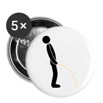 logo im stehen pinkeln pissen klo toilette erleich - Buttons klein 25 mm (5er Pack) - Weiß - Vorne