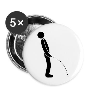 im stehen pinkeln pissen klo toilette erleichtern - Buttons klein 25 mm (5er Pack) - Weiß - Vorne