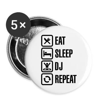 Eat Sleep DJ Repeat - Buttons small 1''/25 mm (5-pack) - white - Front