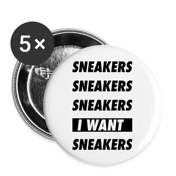 SNEAKERS SNEAKERS SNEAKERS I WANT SNEAKERS - Lot de 5 petits badges (25 mm) - blanc - Devant