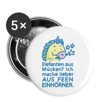 Ich mache aus Feen Einhörner - Buttons klein 25 mm (5er Pack) - Weiß - Vorne