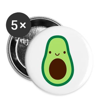 petit avocat doux visage yeux bouche petit jamais - Lot de 5 petits badges (25 mm) - blanc - Devant