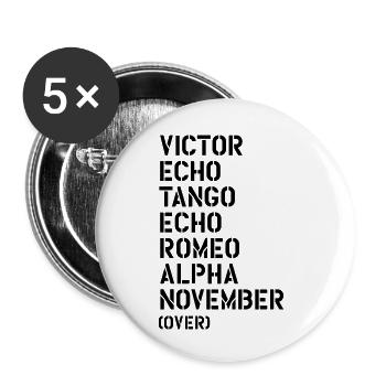 Victor Echo Tango Echo Romeo... over - VETERAN - Buttons small 1''/25 mm (5-pack) - white - Front