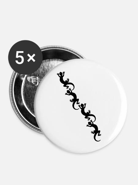 Lizards / Geckos / Echsen - Buttons klein 25 mm (5er Pack) - Weiß