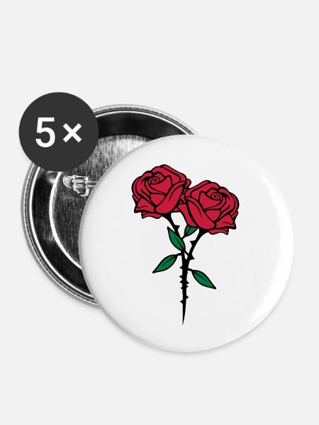roses flowers - Buttons klein 25 mm (5er Pack) - Weiß