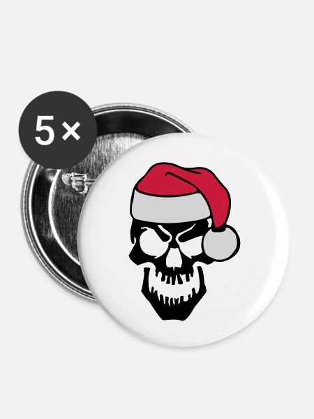skull christmas - Buttons klein 25 mm (5er Pack) - Weiß