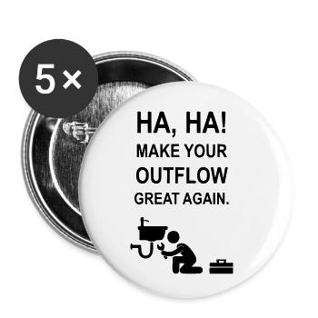 Make your drain great again - Buttons small 1''/25 mm (5-pack) - white - Front