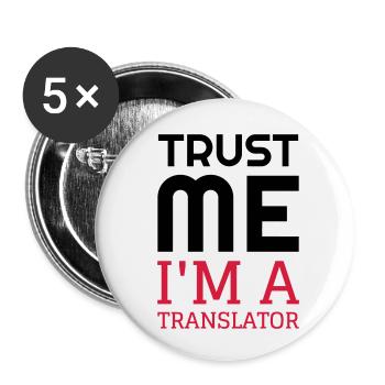 traducteur / traduction / traductrice / traduire - Lot de 5 petits badges (25 mm) - blanc - Devant