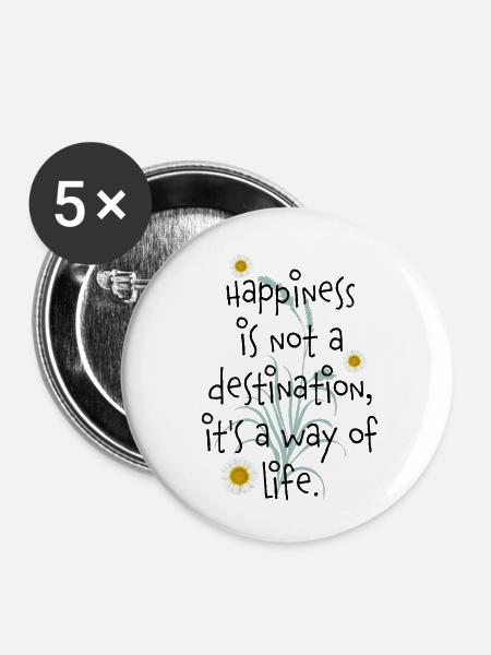 happy - Buttons klein 25 mm (5er Pack) - Weiß