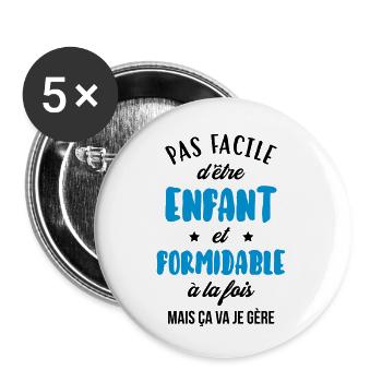 Teenager / Jugendliche / Jugendlicher / Kind - Buttons klein 25 mm (5er Pack) - Weiß - Vorne