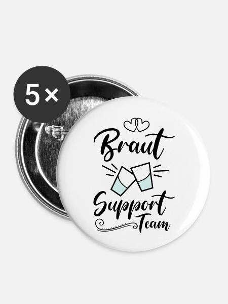 braut support team kurze - Buttons klein 25 mm (5er Pack) - Weiß