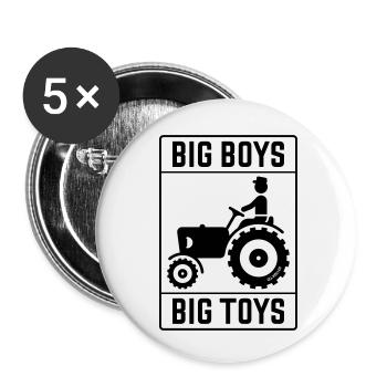 Big Boys – Big Toys (Tractor / Traction Engine) - Buttons small 1''/25 mm (5-pack) - white - Front