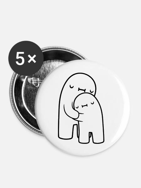 Liebevoll Umarmen Design - Buttons klein 25 mm (5er Pack) - Weiß