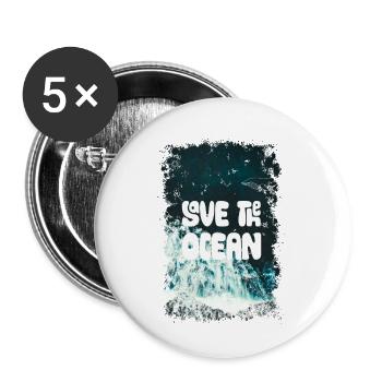 SAVE THE OCEAN - Buttons klein 25 mm (5er Pack) - Weiß - Vorne