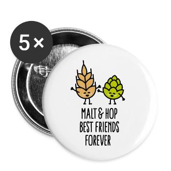 Funny malt hop best friends forever BFF beer mates - Buttons small 1''/25 mm (5-pack) - white - Front