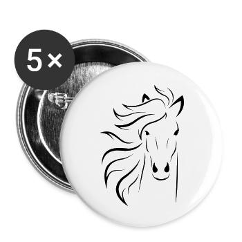 cheval - Lot de 5 petits badges (25 mm) - blanc - Devant