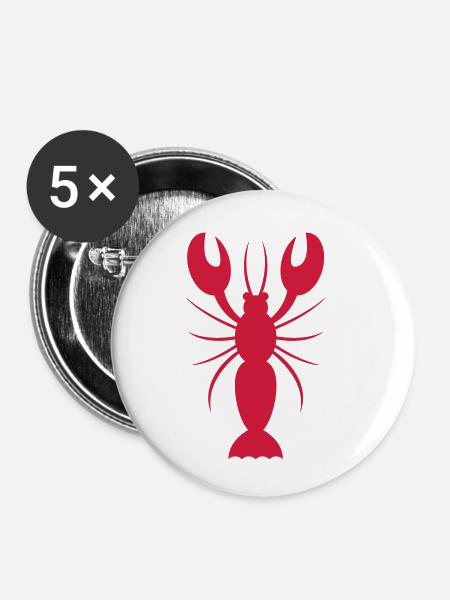 Lobster - Buttons klein 25 mm (5er Pack) - Weiß