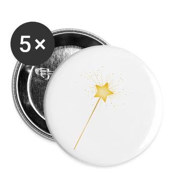 baguette magique étoile dorée pour les fées à conjurer - Lot de 5 petits badges (25 mm) - blanc - Devant