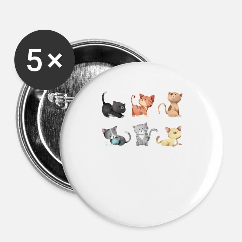Cats illustration - Buttons small 1''/25 mm (5-pack) - white