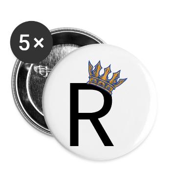 R mit Krone – Royal Typo Design - Buttons klein 25 mm (5er Pack) - Weiß - Vorne