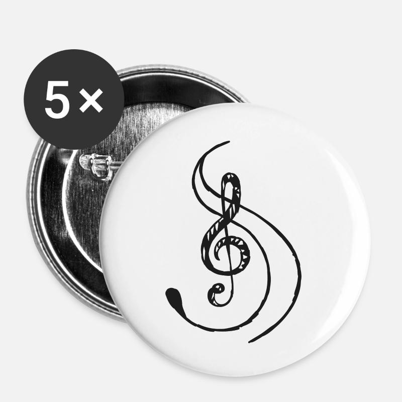 Music note icon - Buttons small 1''/25 mm (5-pack) - white