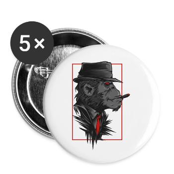 Monkey with hat and collar - Buttons small 1''/25 mm (5-pack) - white - Front