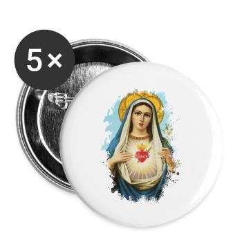 Holly Mary Maria Madonna Mariana Virgin Mary - Buttons small 1''/25 mm (5-pack) - white - Front