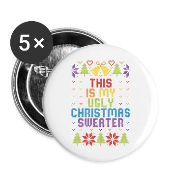 Ugly Christmas Sweater Rainbow - Buttons small 1''/25 mm (5-pack) - white - Front