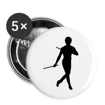 Bruce Lee Kung Fu Escrima Schattenfigur - Buttons klein 25 mm (5er Pack) - Weiß - Vorne