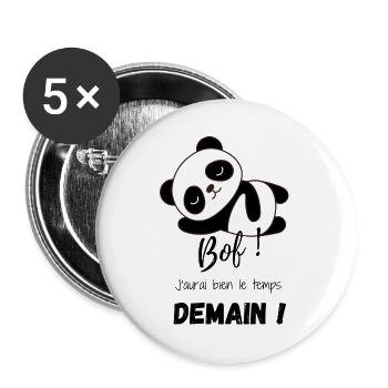 Panda Tranquille - Lot de 5 petits badges (25 mm) - blanc - Devant