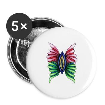 Butterfly Vulva - Buttons klein 25 mm (5er Pack) - Weiß - Vorne