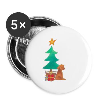 Chien de Noël - Lot de 5 petits badges (25 mm) - blanc - Devant