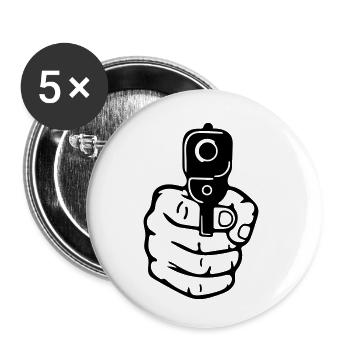 Pistol - Buttons small 1''/25 mm (5-pack) - white - Front