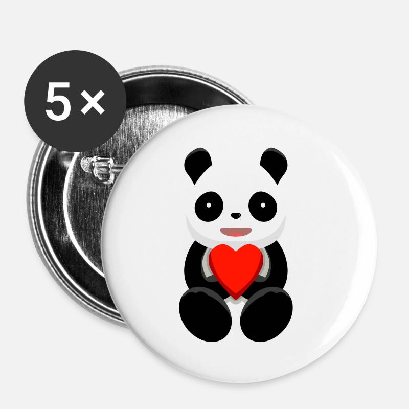 Panda <3 - Buttons small 1''/25 mm (5-pack) - white
