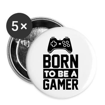 Born to be a gamer - Buttons small 1''/25 mm (5-pack) - white - Front