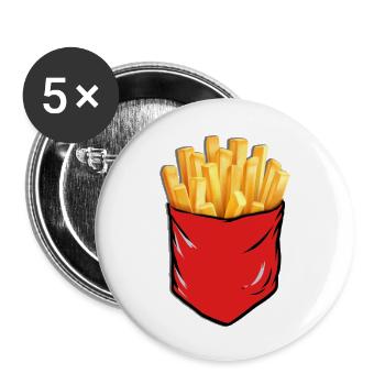 Pommes Frites - Buttons klein 25 mm (5er Pack) - Weiß - Vorne