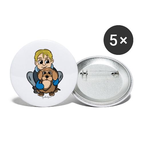 Junge mit Hund - Buttons klein 25 mm (5er Pack)