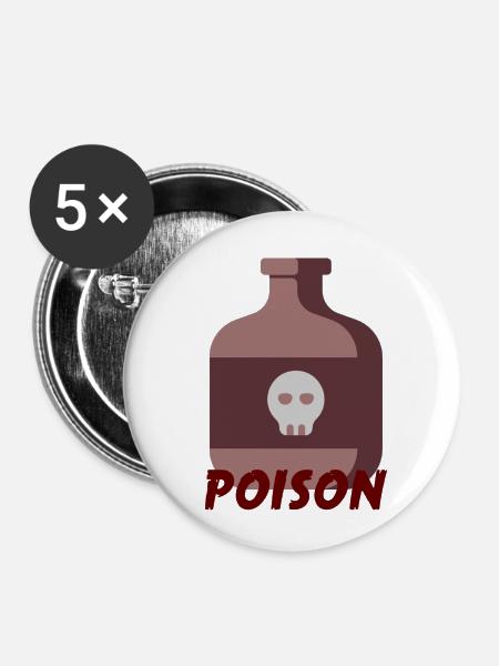 Poison - Buttons klein 25 mm (5er Pack) - Weiß