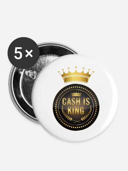 Bargeld ist König - Buttons klein 25 mm (5er Pack) - Weiß