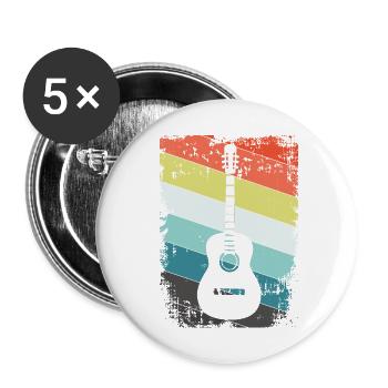 Guitare - Lot de 5 petits badges (25 mm) - blanc - Devant