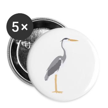 grey heron - Buttons small 1''/25 mm (5-pack) - white - Front
