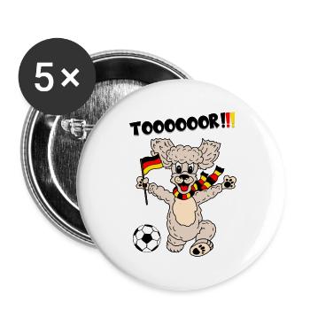 Toorjubelnder Pudel - Deutschland Fußballfan - Buttons klein 25 mm (5er Pack) - Weiß - Vorne