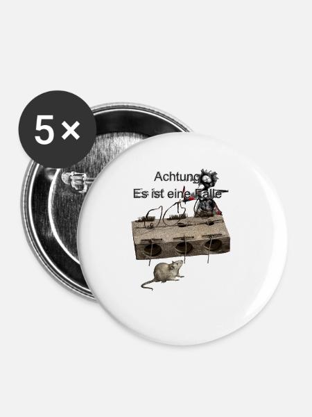 Achtung Fallen. - Buttons klein 25 mm (5er Pack) - Weiß