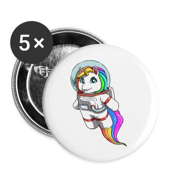 Freundliches Einhorn als Astronaut - Buttons klein 25 mm (5er Pack) - Weiß - Vorne