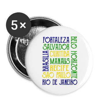 Brazil city name Rio de Janeiro Sau Paulo - Buttons small 1''/25 mm (5-pack) - white - Front