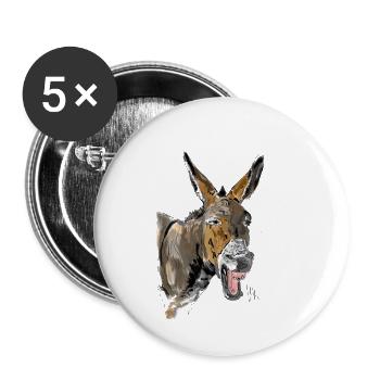 Esel Donkey Âne - Buttons small 1''/25 mm (5-pack) - white - Front