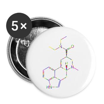 LSD Molecule Lysergic Acid Diethylamide Structural Formula - Buttons small 1''/25 mm (5-pack) - white - Front