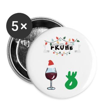 Frohe Wein 8. / kreatives Weihnachts-Design - Buttons klein 25 mm (5er Pack) - Weiß - Vorne