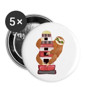 Faultier Leuchtturm MEER KÜSTE - Buttons klein 25 mm (5er Pack) - Weiß - Vorne