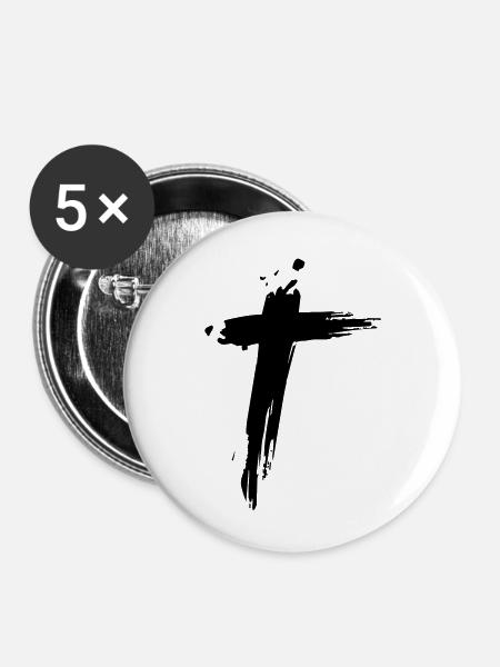 Kreuz - Buttons klein 25 mm (5er Pack) - Weiß